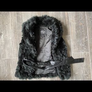 Faux leather vest with leather tie belt!